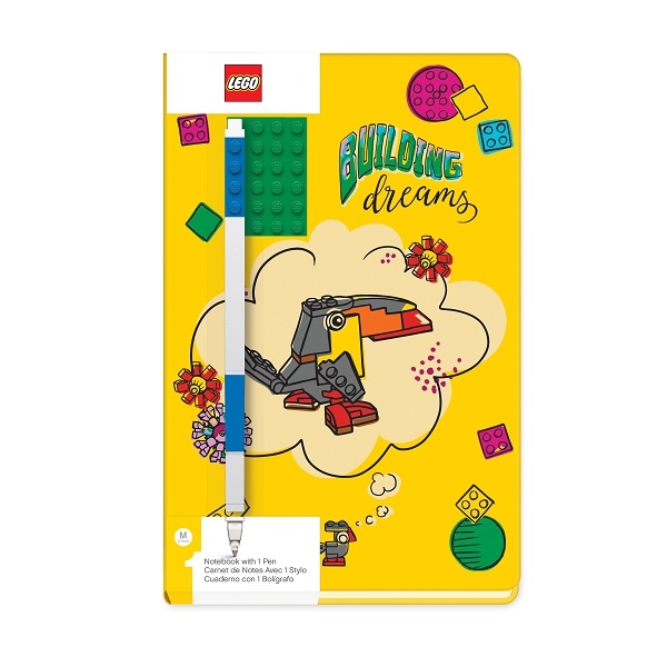 LEGO 2.0 Journal 4x6 Green Brick w/ Blue Gel Pen Set - Buiding Dreams