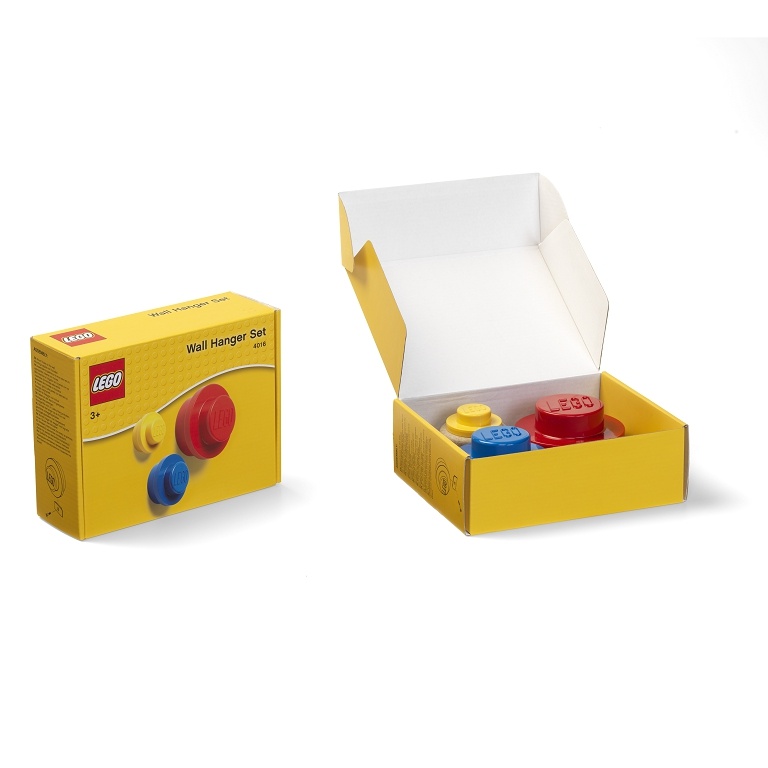 LEGO  vešiak na stenu, 3 ks - žltá, modrá, červená
