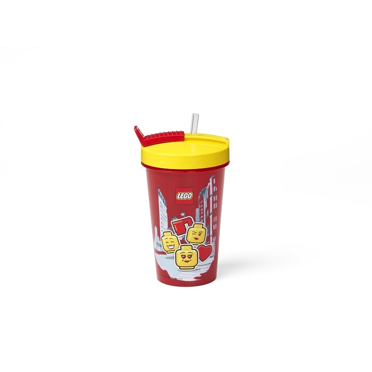 LEGO Tumbler with Straw Transparent Red (Iconic Girl)