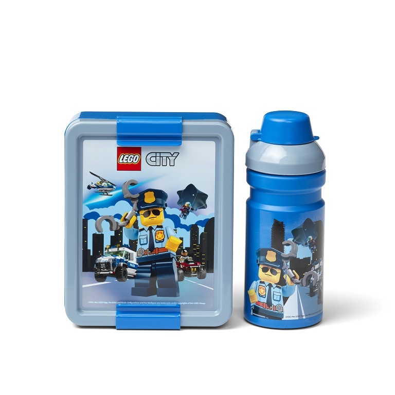 LEGO City desiatový set (fľaša a box) - modrá