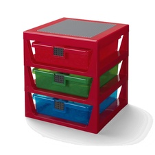LEGO organizér s tromi zásuvkami - červená